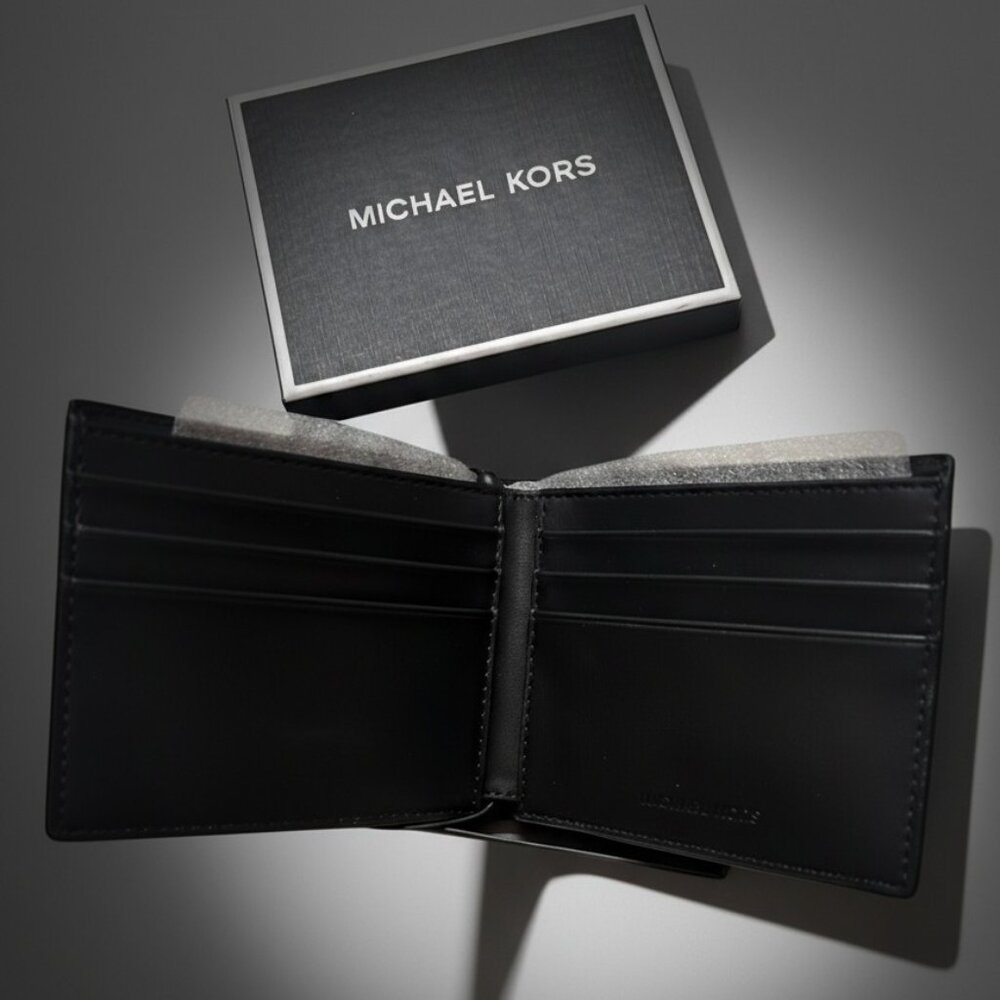 Michael Kors Men's Black Jet Leather Bifold Wallet Card Case NWT One Size 98 - Picture 7 of 9